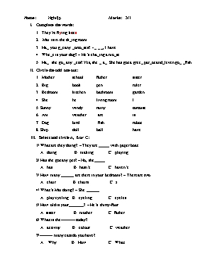Đề ôn Tiếng Anh Lớp 3